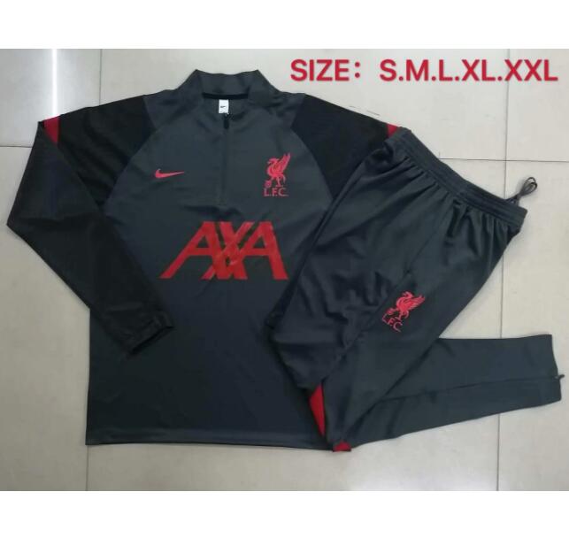 Liverpool Black Training Kits Sweatshirt with Pants 2020/21